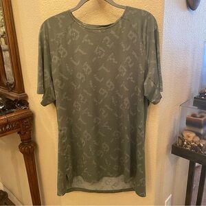 LULULEMON Men Olive Green Printed Athletic T-Shirt Size XL